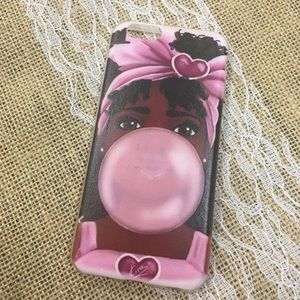 Pink bubble gum melanin phone case